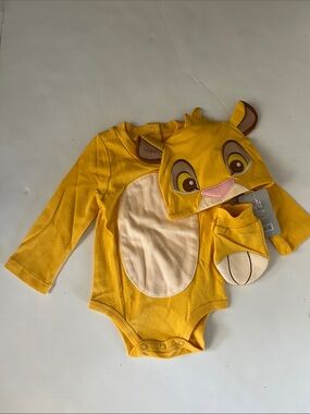 Disney Yellow Simba Baby Costume Bodysuit with Hat and Booties